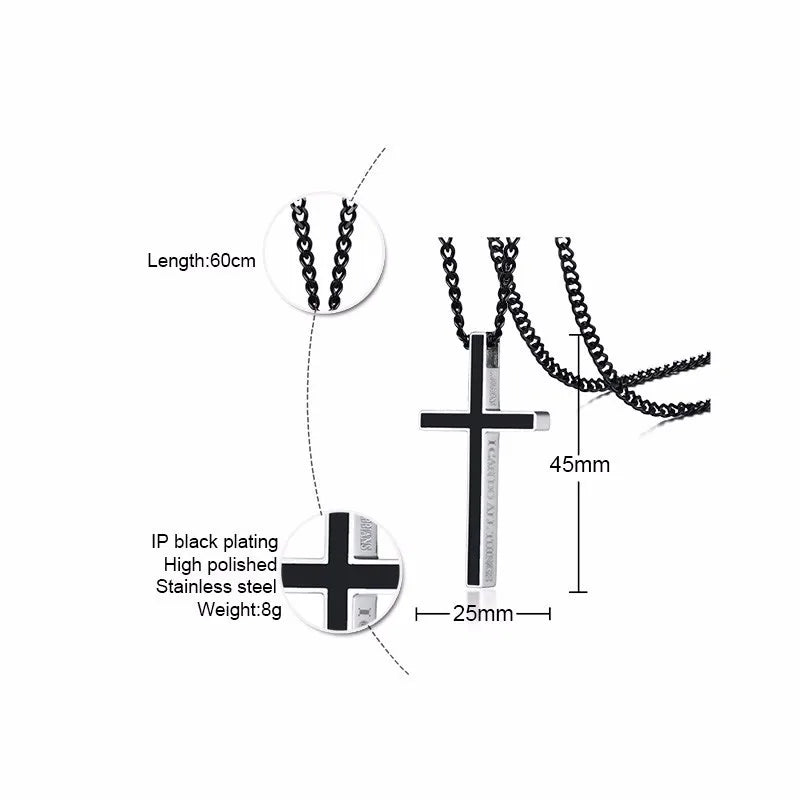 Special Bible Cross Pendants for Women Men Stainless Steel Necklace Jesus Christ Prayer Jewelry Philippians 4:13 (GoldenCity)