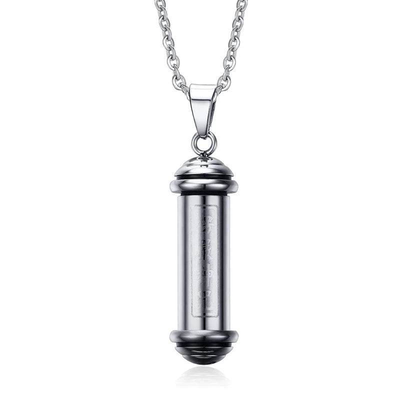 Cool Rotatable Mantra Necklaces & Pendants Stainless Steel Prayer Necklace Men Jewelry Free Chain 20" (GoldenCity)