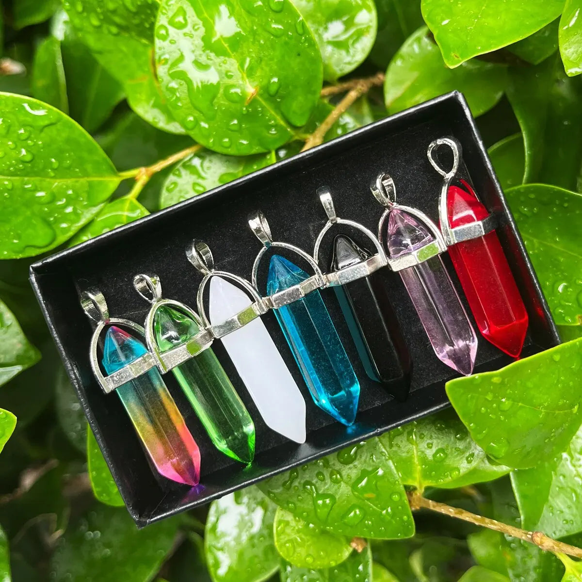 7pcs/set Bullet Shape Healing Pointed Chakra Beads Crystals For Jewelry Making Home Office Décoration Christmas Birthday Busine (GoldenCity)