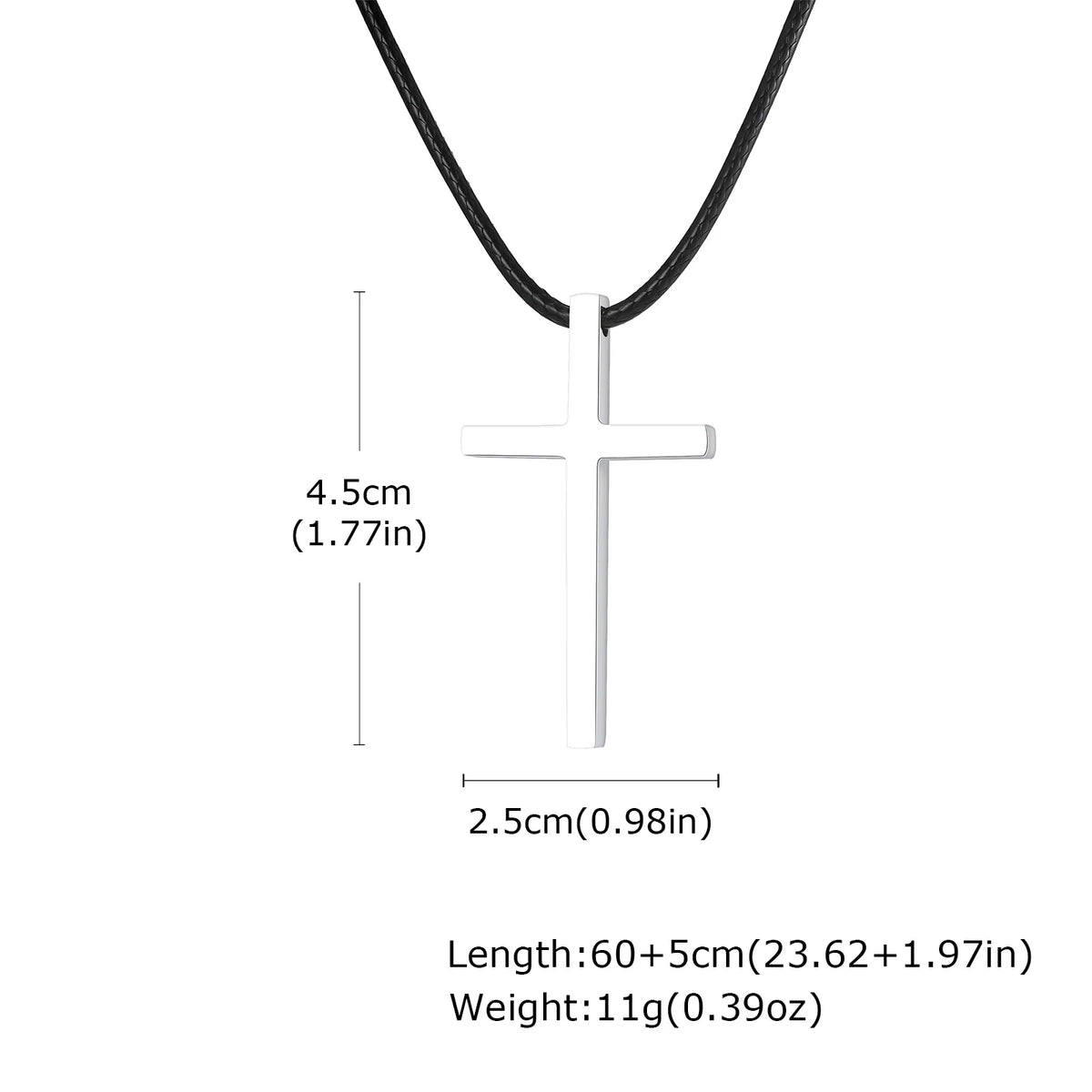 Minimalist Stainless Steel Cross Necklaces,Simple Thick Metal Pendant with Adjustable Black Rope Chain,Mens Religon Jewelry (GoldenCity)