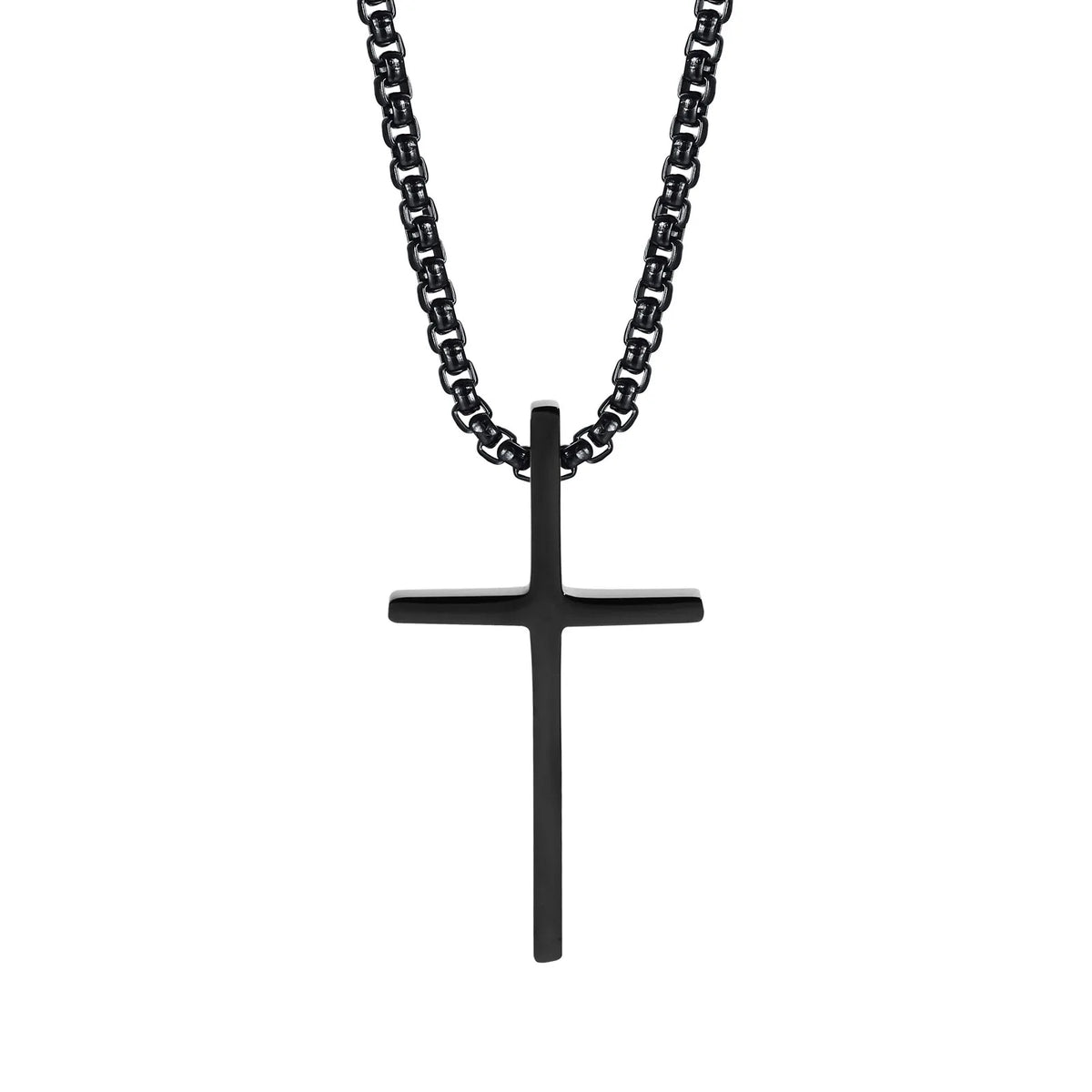 Simple Unisex Cross Necklaces, Basic Stainless Steel Cross Pendant for Women Men,Christ Prayer Collar, Adjustable Box Chain (GoldenCity)