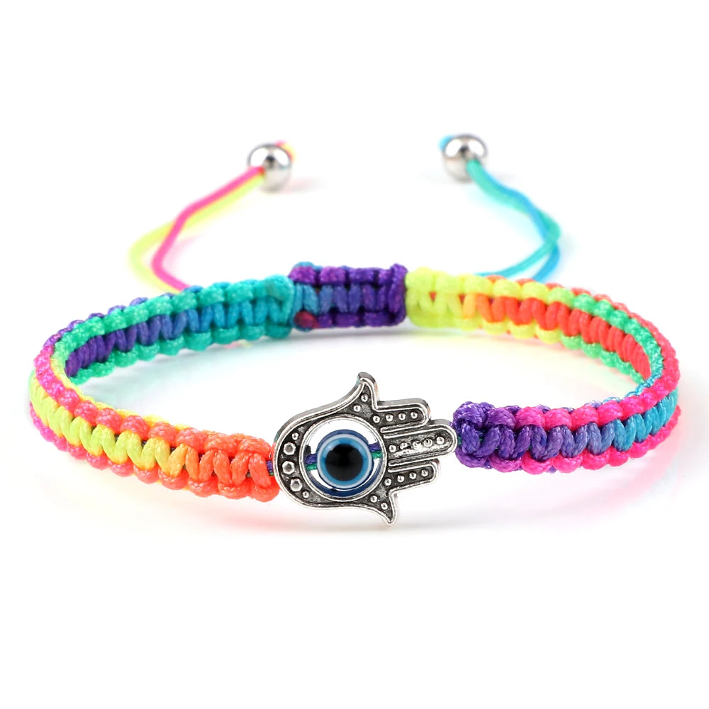 New Prayer Hand of Fatima Evil Eye Braided Bracelet Red Black Color Nylon Thread Lucky Couple Bracelet&Bangles Jewelry Men Women (GoldenCity)
