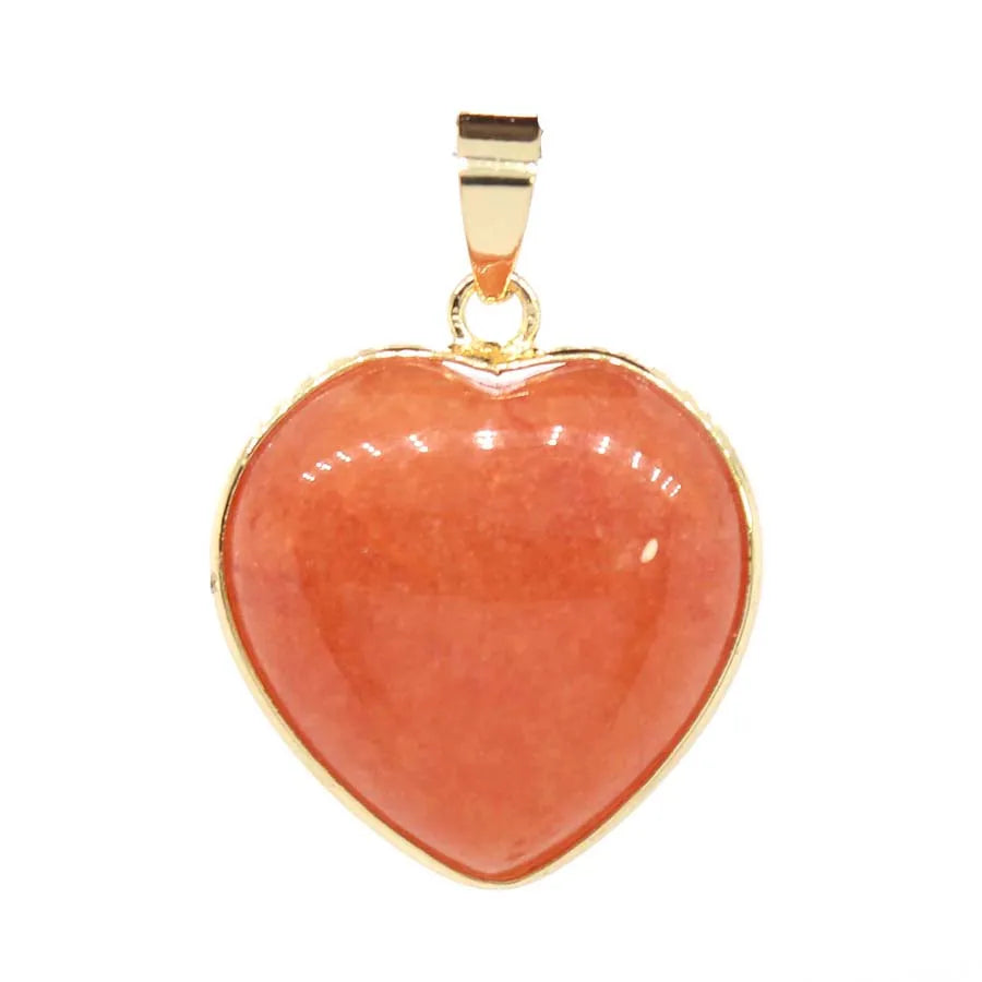 Charms Natural Healing Crystal Heart Stone Pendants For Women Necklace DIY Amethyst Rose Quartz Gemstone Choice Men Jewelry (GoldenCity)