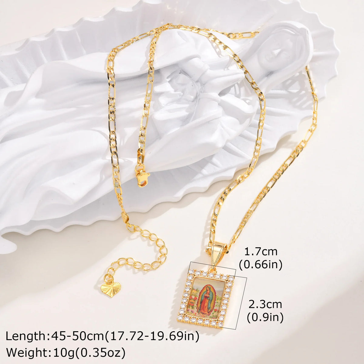 Dainty Virgin Mary Women Necklace Stainless Steel Chain Geometric Pendant Catholic Blessed Necklaces Religious Lucky Collar (GoldenCity)