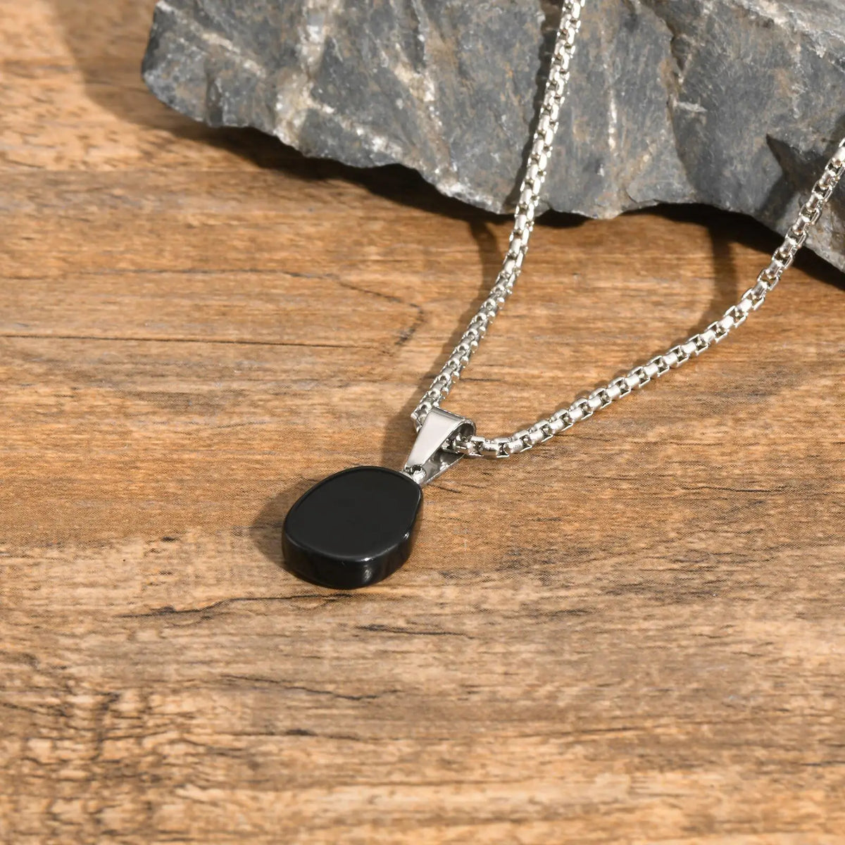 Natural Black Obsidian Stone Pendant, Small Cross Accent Necklaces for Men Women, Stackable Jewelry (GoldenCity)