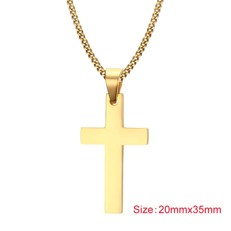 Classic Cross Necklace Men,Minimalist Stainless Steel Christianity Faith Pendant Jewelry,Prayer Gift for Him  (GoldenCity)