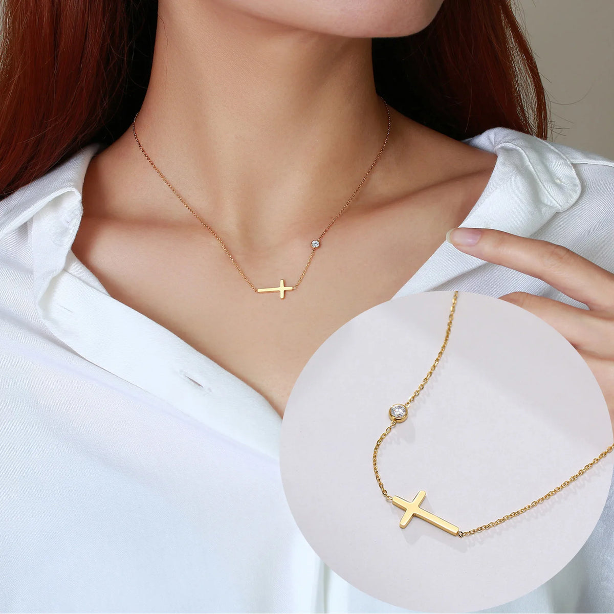 Minimalist Cross Necklaces Faith Pendant,Simple Stainless Steel Christian Prayer Religious Women Men Jewelry,Car Pendant  (GoldenCity)