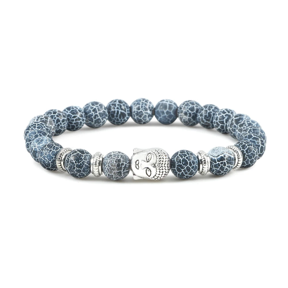 Reiki Tiger Eyes Beaded Buddha Bracelet Natural Stone Bracelet Elastic Rosary Men Women Prayer Charm Yoga Jewelry Gift Pulseras  (GoldenCity)