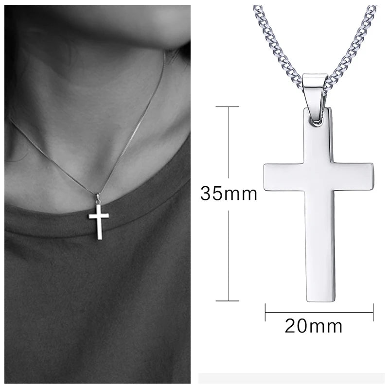 Simple Stainless Steel Cross Pendant Necklaces for Women, Prayer Religious Choker Collar Christian Gift Jewelry  (GoldenCity)