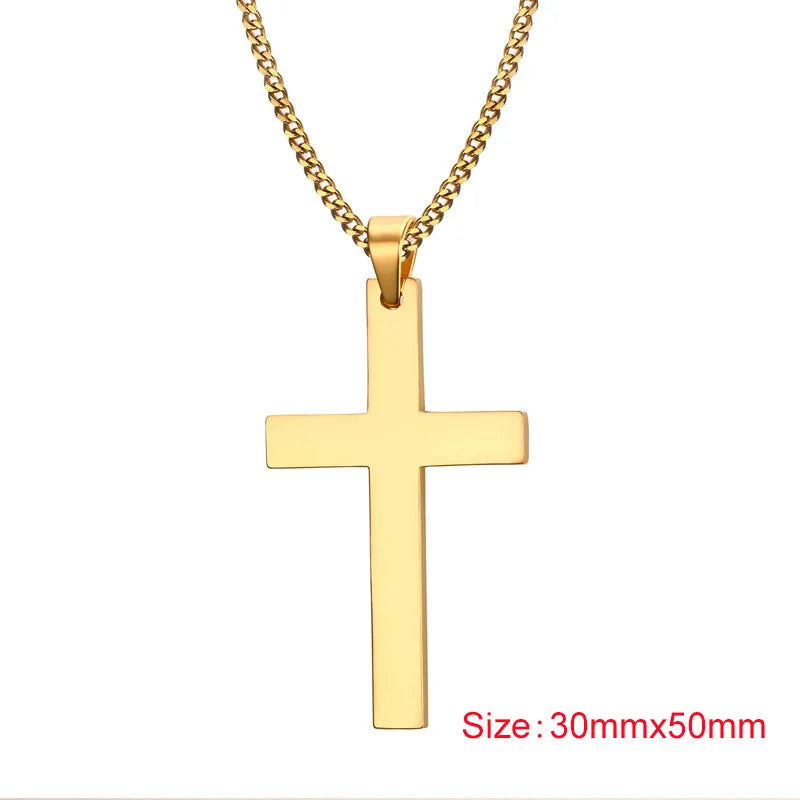 Classic Cross Necklace Men,Minimalist Stainless Steel Christianity Faith Pendant Jewelry,Prayer Gift for Him  (GoldenCity)