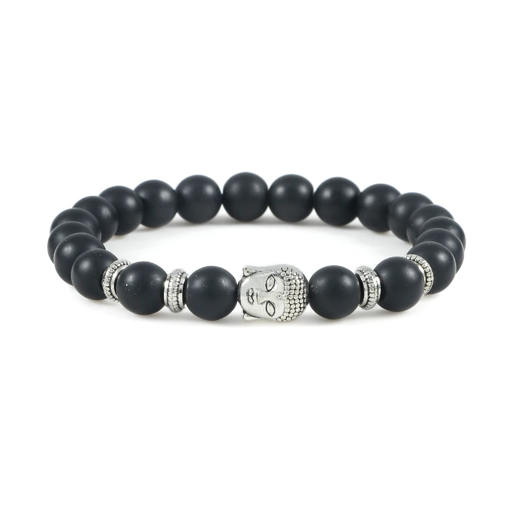 Reiki Tiger Eyes Beaded Buddha Bracelet Natural Stone Bracelet Elastic Rosary Men Women Prayer Charm Yoga Jewelry Gift Pulseras  (GoldenCity)
