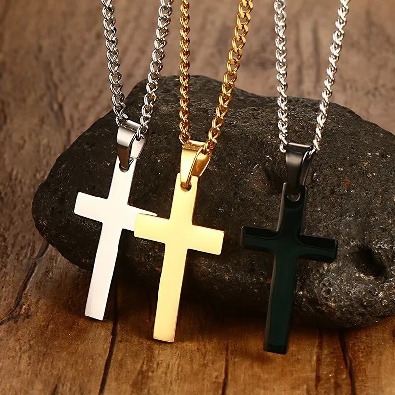 Classic Cross Necklace Men,Minimalist Stainless Steel Christianity Faith Pendant Jewelry,Prayer Gift for Him  (GoldenCity)