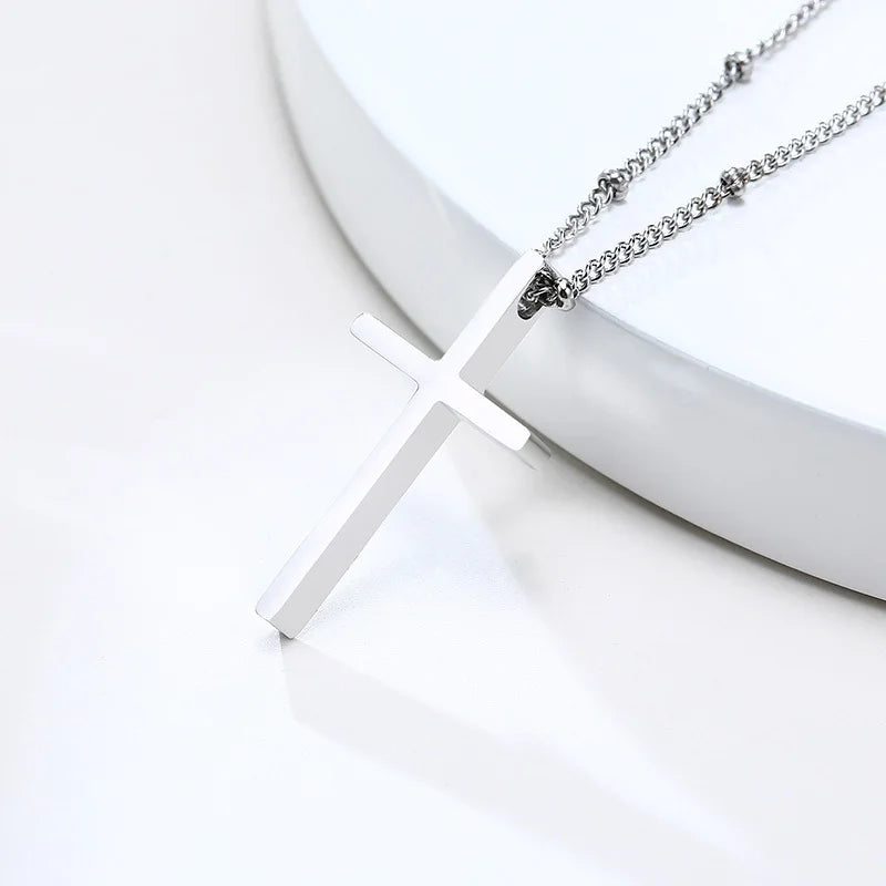 Simple Stainless Steel Cross Pendant Necklaces for Women, Prayer Religious Choker Collar Christian Gift Jewelry  (GoldenCity)