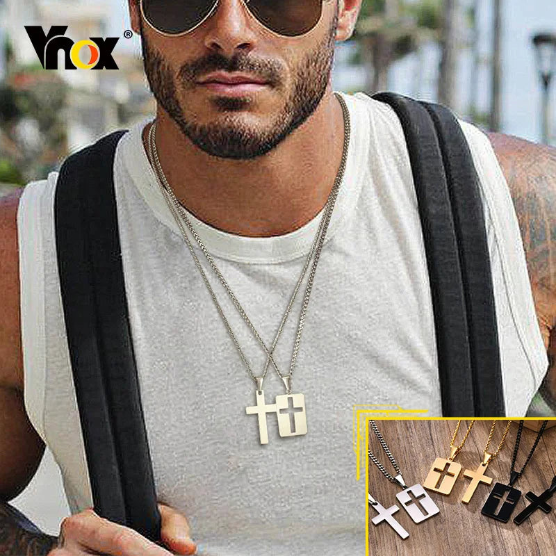 Minimalist Cross Necklaces Faith Pendant,Simple Stainless Steel Christian Prayer Religious Women Men Jewelry,Car Pendant  (GoldenCity)