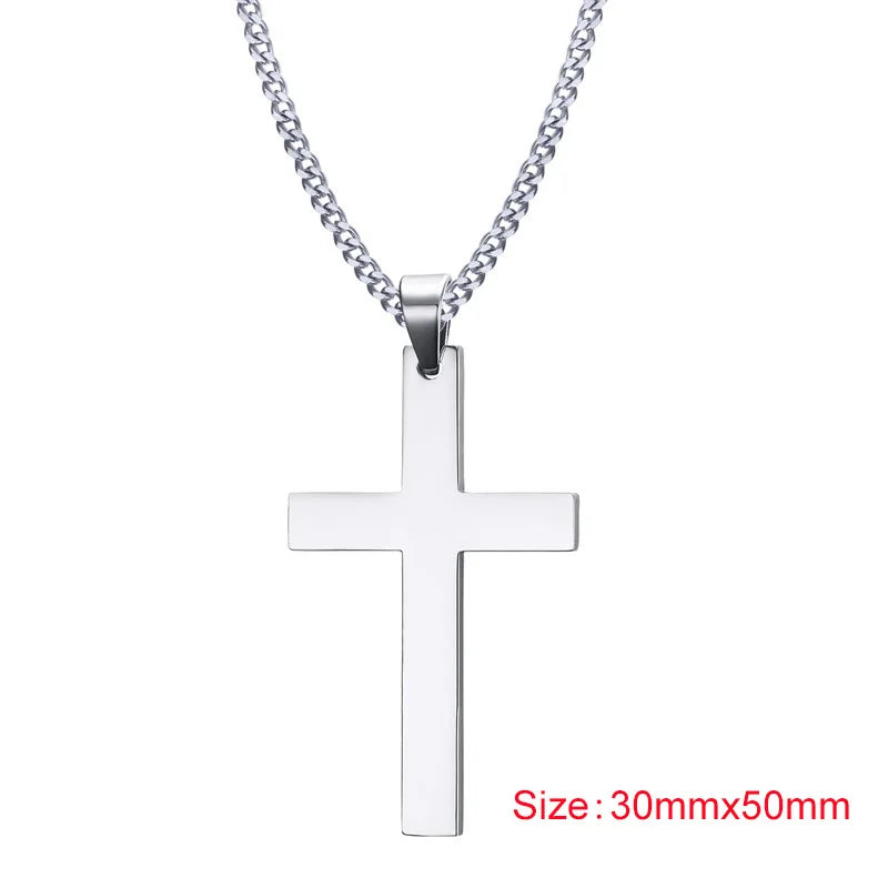 Classic Cross Necklace Men,Minimalist Stainless Steel Christianity Faith Pendant Jewelry,Prayer Gift for Him  (GoldenCity)
