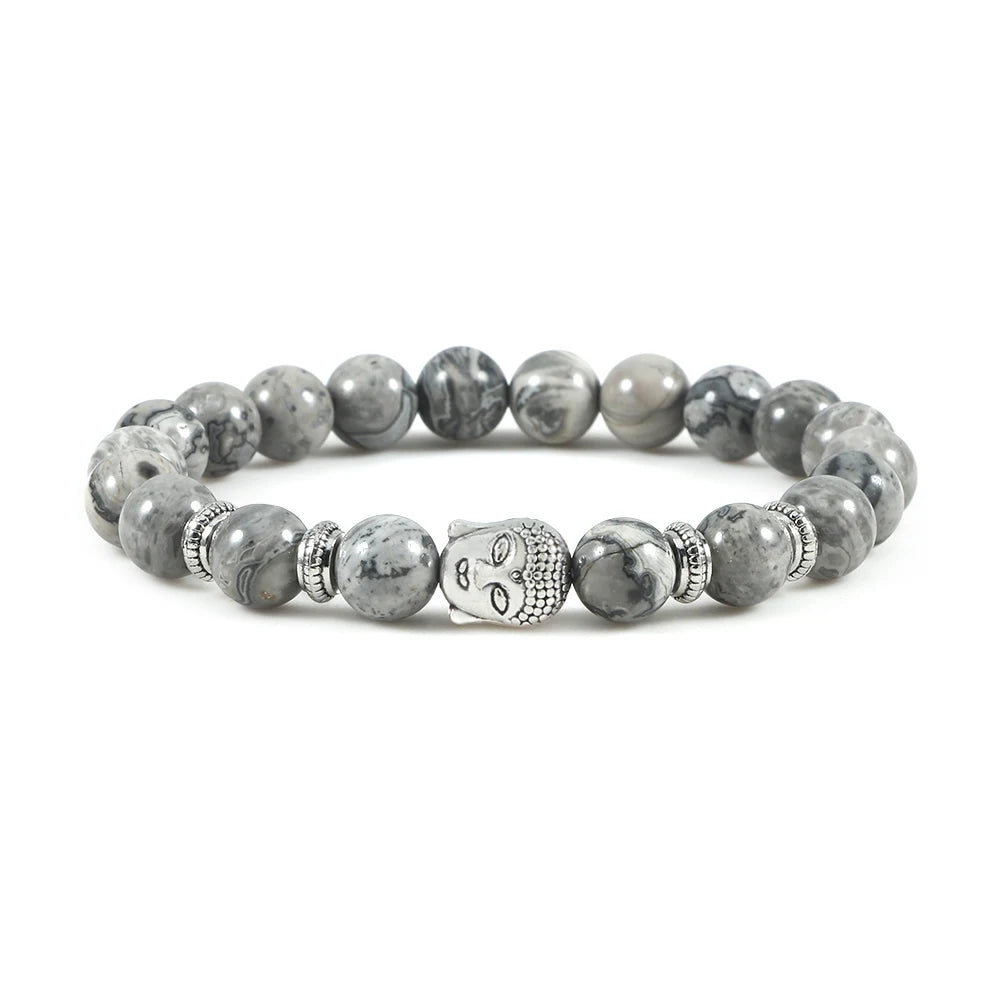 Reiki Tiger Eyes Beaded Buddha Bracelet Natural Stone Bracelet Elastic Rosary Men Women Prayer Charm Yoga Jewelry Gift Pulseras  (GoldenCity)