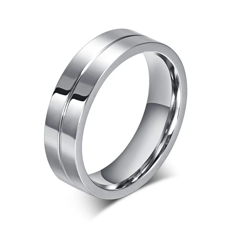 Trendy Wedding Bands Rings for Women / Men Love Gift Gold-color Stainless Steel CZ Promise Couple Jewelry  (GoldenCity)