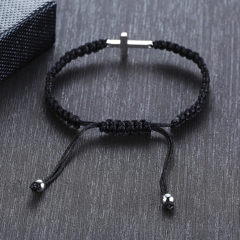 Handmade Unisex Cross Charm Bracelets for Men Women Braided Lucky Chinese Knot Bracelet Waterproof Adjustable Sport Jewelry  (GoldenCity)