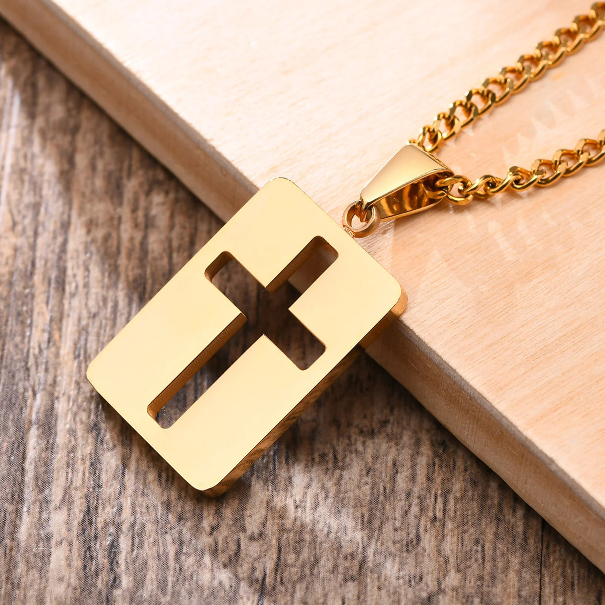 Minimalist Cross Necklaces Faith Pendant,Simple Stainless Steel Christian Prayer Religious Women Men Jewelry,Car Pendant  (GoldenCity)