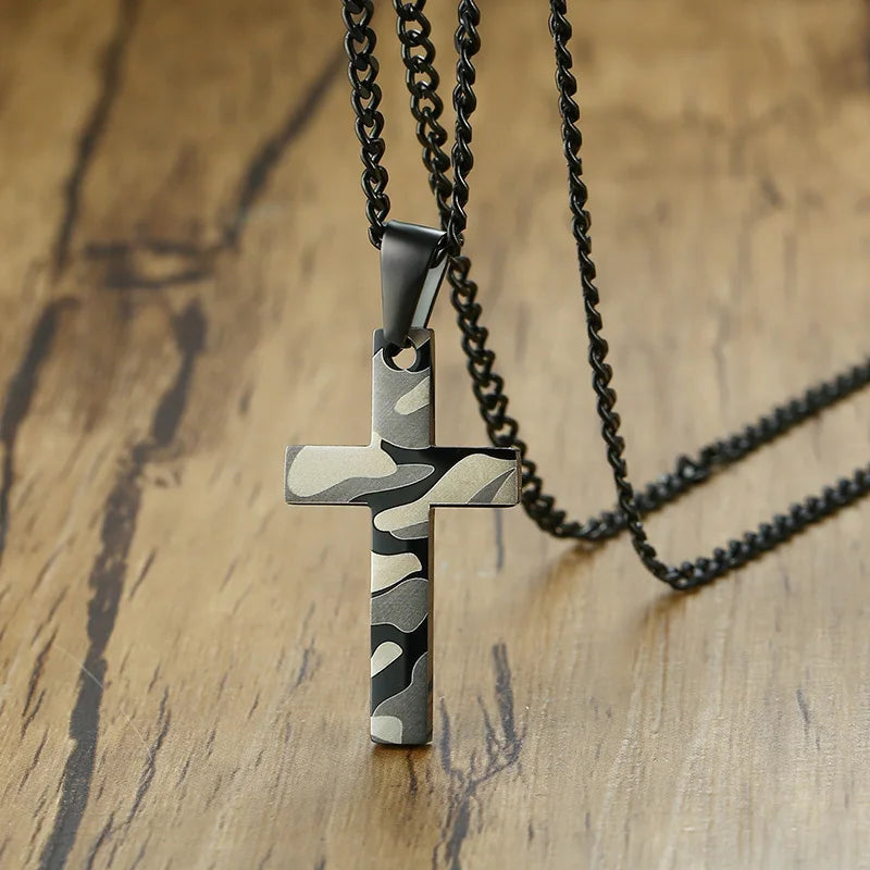 Classic Cross Necklace Men,Minimalist Stainless Steel Christianity Faith Pendant Jewelry,Prayer Gift for Him  (GoldenCity)