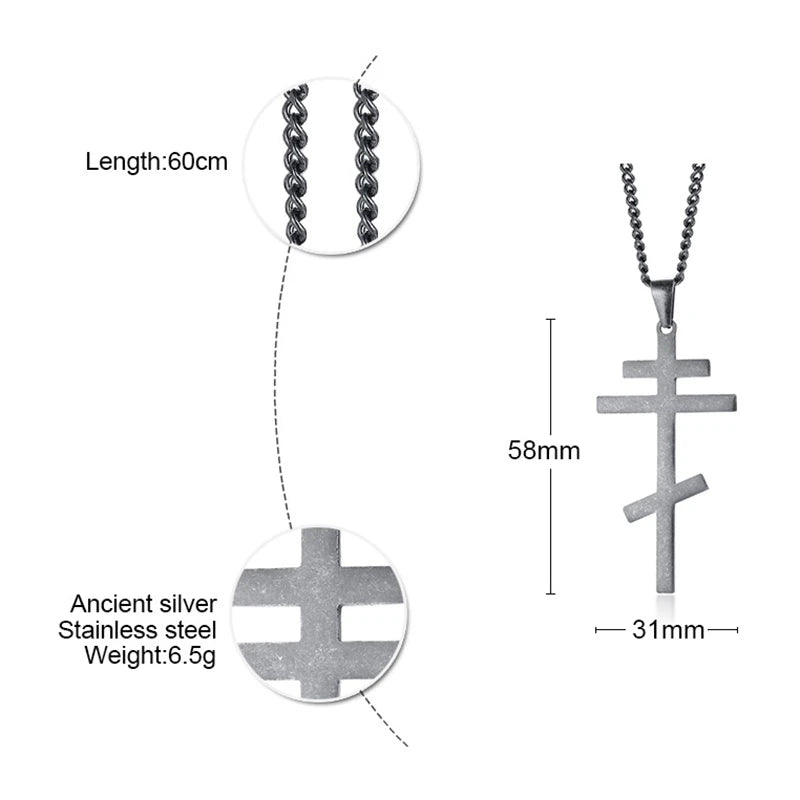 Christian Orthodox Crucifix Jesus Necklaces Russian Cross Prayer Big Pendant Gold Color INRI Crucifix Cross Men Necklace  (GoldenCity)