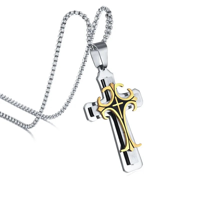 Minimalist Cross Necklaces Faith Pendant,Simple Stainless Steel Christian Prayer Religious Women Men Jewelry,Car Pendant  (GoldenCity)