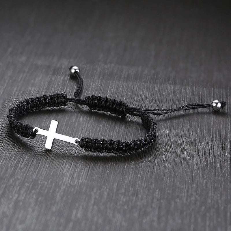 Handmade Unisex Cross Charm Bracelets for Men Women Braided Lucky Chinese Knot Bracelet Waterproof Adjustable Sport Jewelry  (GoldenCity)