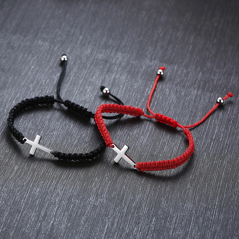 Handmade Unisex Cross Charm Bracelets for Men Women Braided Lucky Chinese Knot Bracelet Waterproof Adjustable Sport Jewelry  (GoldenCity)