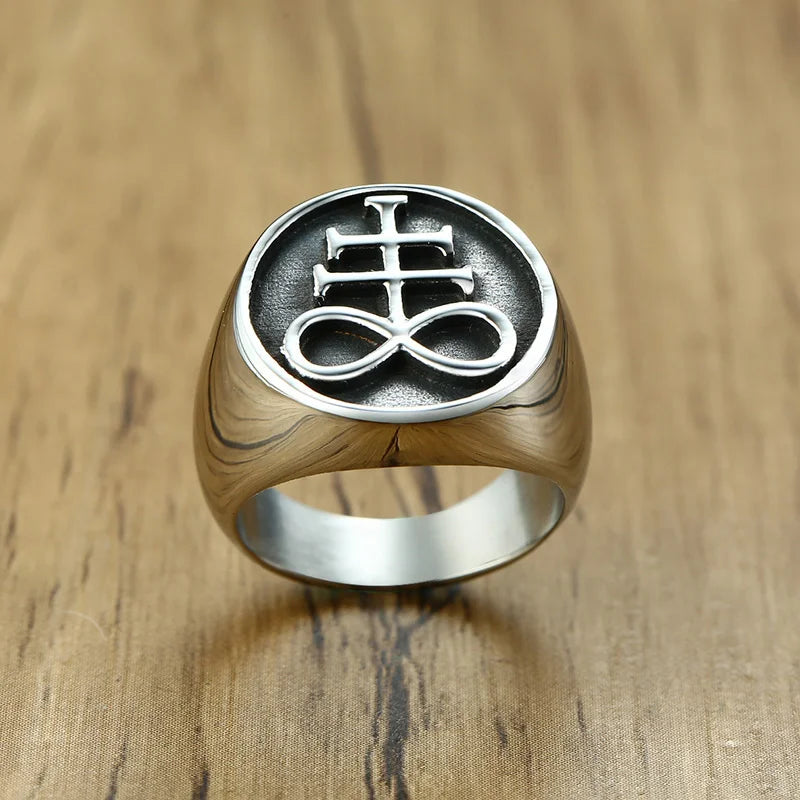 12.5mm Signet Ring for Men, Black Square Top Stainless Steel Finger Band, Gothic Punk Rock Boy Stamp Rings  (GoldenCity)
