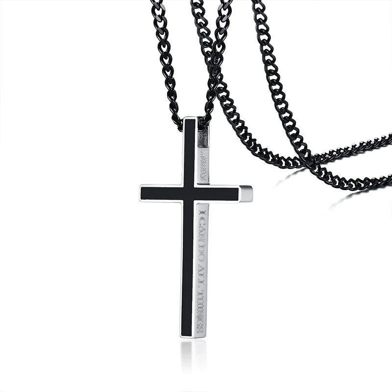Classic Cross Necklace Men,Minimalist Stainless Steel Christianity Faith Pendant Jewelry,Prayer Gift for Him  (GoldenCity)