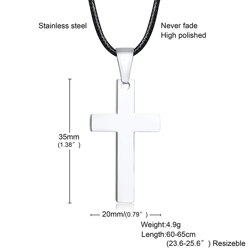 Simple Plain Cross Prayer Pendant Necklaces for Men, Anti Allergy Stainless Steel Religious Faith Collar Jewelry  (GoldenCity)