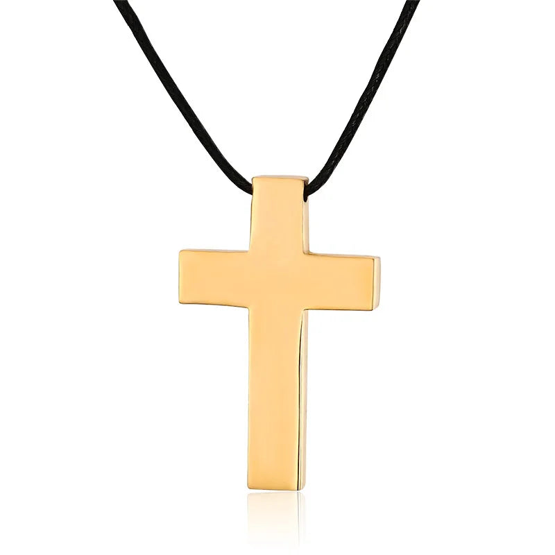 Classic Cross Necklace Men,Minimalist Stainless Steel Christianity Faith Pendant Jewelry,Prayer Gift for Him  (GoldenCity)