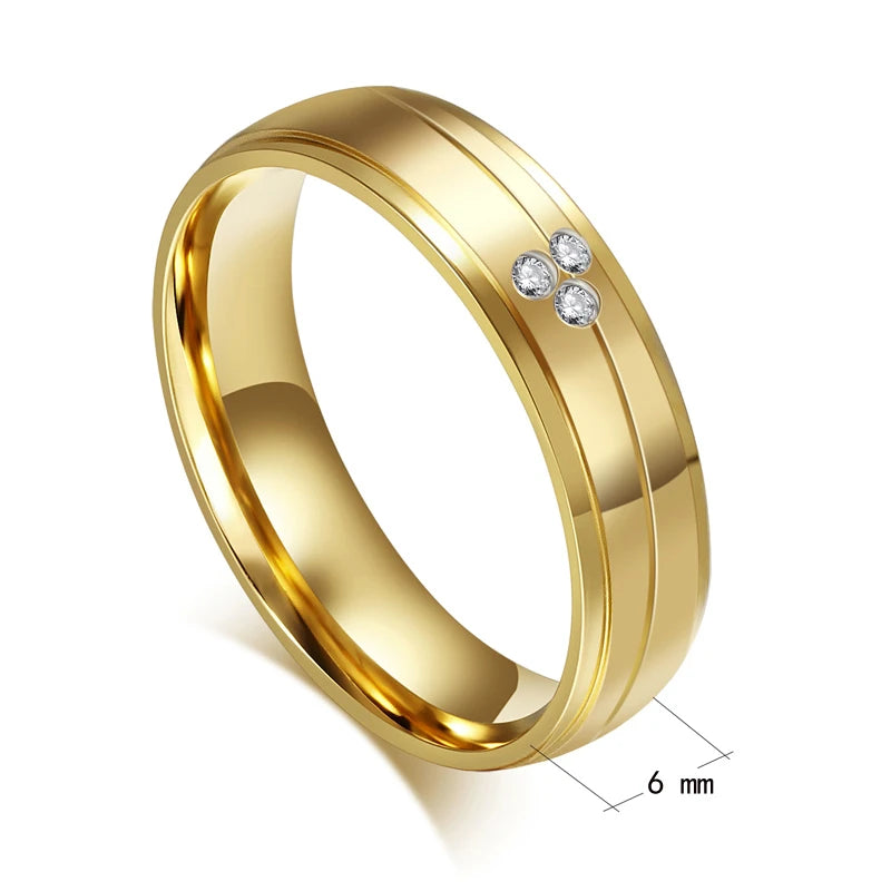 Gold Color Wedding Bands Ring for Women Men Jewelry Stainless Steel Engagement Ring Couple Anniversary Gift Amazing Price  (GoldenCity)