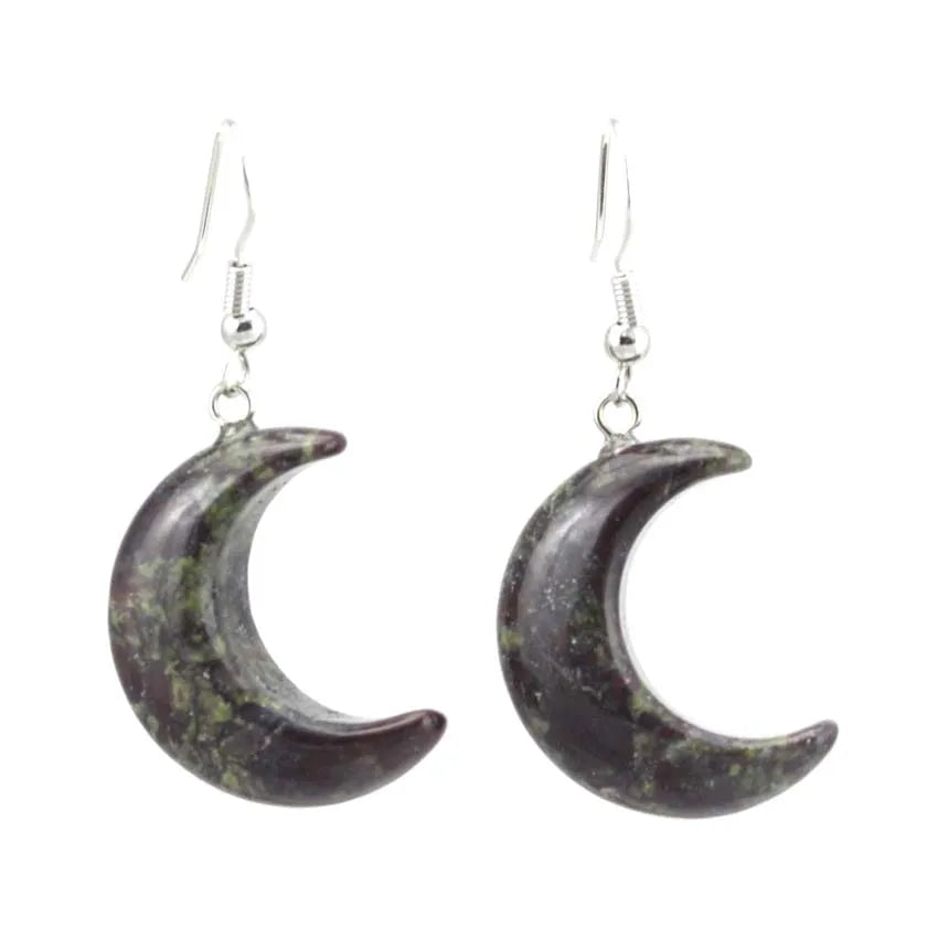 Natural Crystal Stone Crescent Moon Pendant Healing Crystals Quartz Reiki Labradorite Earrings Pendant Necklace For Women Girls  (GoldenCity)