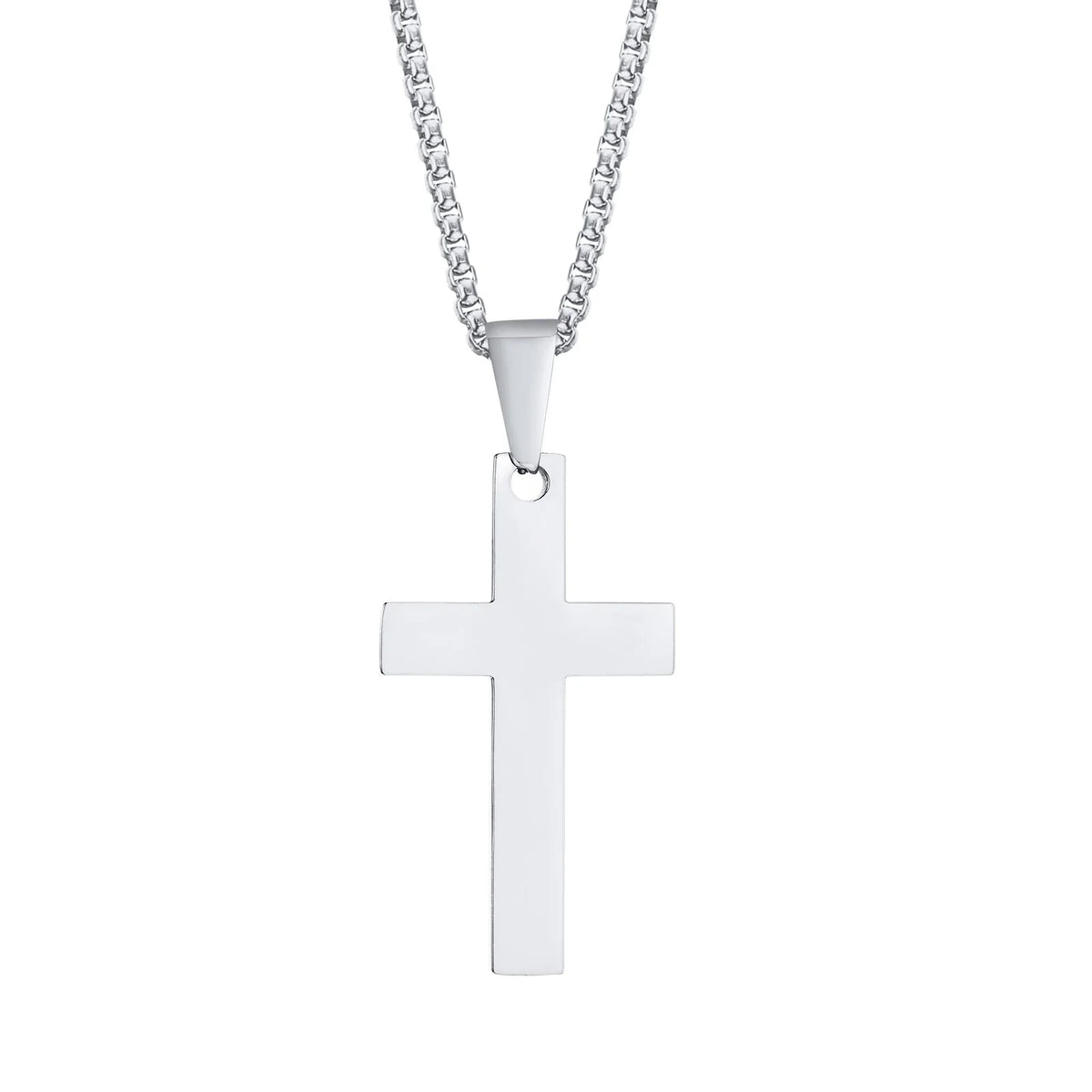 Simple Plain Cross Pendant and Dogtag Duo Necklace Set for Men Women,High Polished Stainless Steel Christian Prayer Jewelry  (GoldenCity)