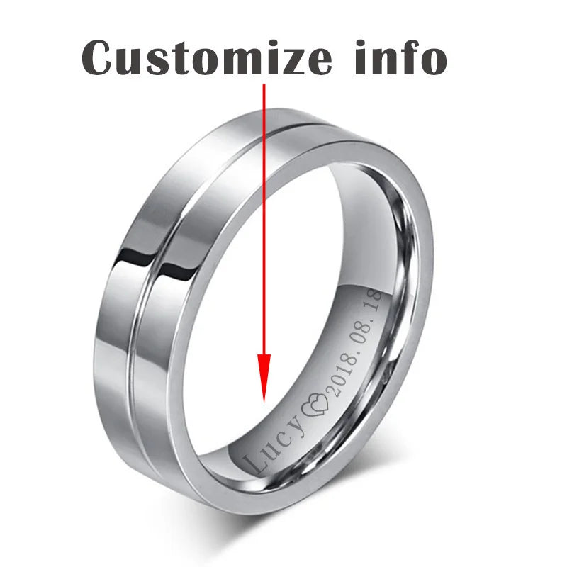 Trendy Wedding Bands Rings for Women / Men Love Gift Gold-color Stainless Steel CZ Promise Couple Jewelry  (GoldenCity)