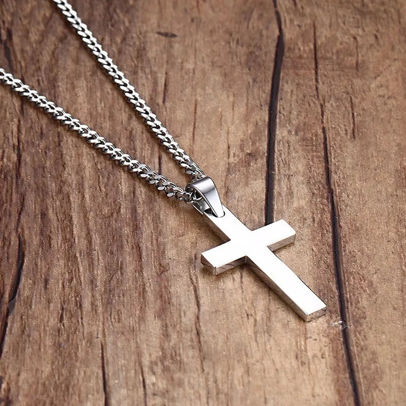 Classic Cross Necklace Men,Minimalist Stainless Steel Christianity Faith Pendant Jewelry,Prayer Gift for Him  (GoldenCity)