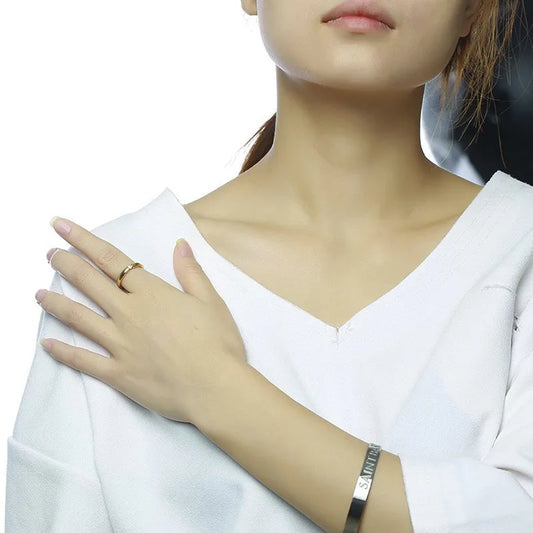Simple Gold Color Stainless Steel Engagement Rings for Women Men Elegant Thin Wedding Band Anniversary Gift  (GoldenCity)