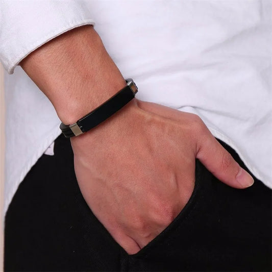 Cross Bible Verse Quotes Bracelets for Men Soft Silicone Bangle Comfort Wear Male Jesus Christ Faith Prayer Pulseira  (GoldenCity)