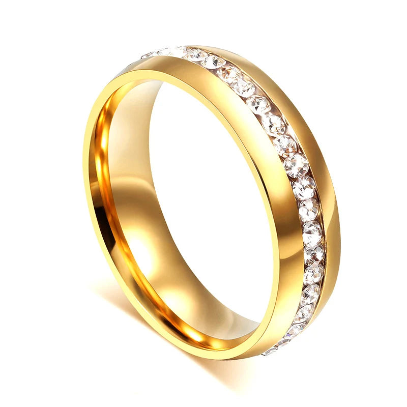 Gold Color Wedding Bands Ring for Women Men Jewelry Stainless Steel Engagement Ring Couple Anniversary Gift Amazing Price  (GoldenCity)