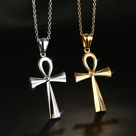 Retro Ankh Necklace Egyptian Cross Necklaces & Pendants Jewelry Gold-color Vintage Crux Ansata Prayer Jewelry  (GoldenCity)
