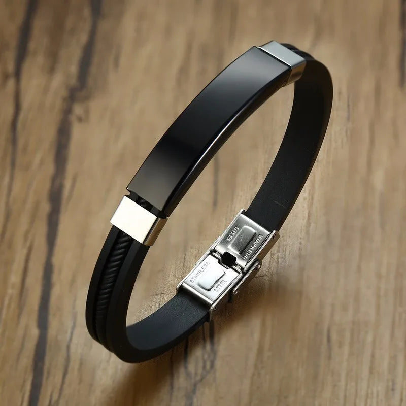 Cross Bible Verse Quotes Bracelets for Men Soft Silicone Bangle Comfort Wear Male Jesus Christ Faith Prayer Pulseira  (GoldenCity)