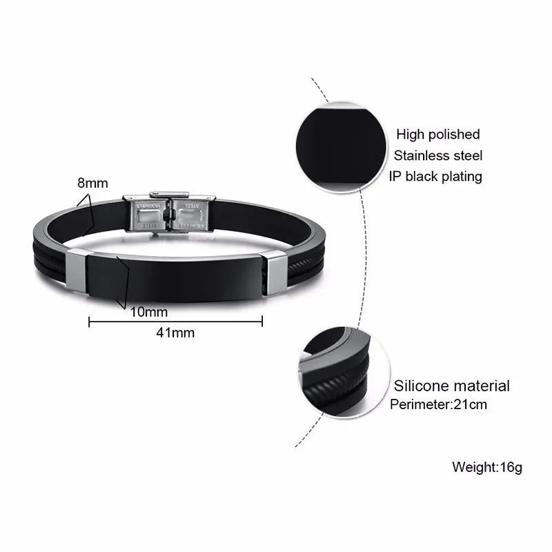 Cross Bible Verse Quotes Bracelets for Men Soft Silicone Bangle Comfort Wear Male Jesus Christ Faith Prayer Pulseira  (GoldenCity)