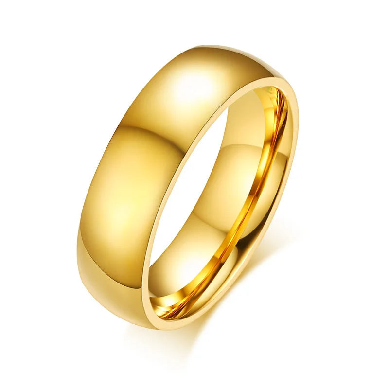 Gold Color Wedding Bands Ring for Women Men Jewelry Stainless Steel Engagement Ring Couple Anniversary Gift Amazing Price  (GoldenCity)