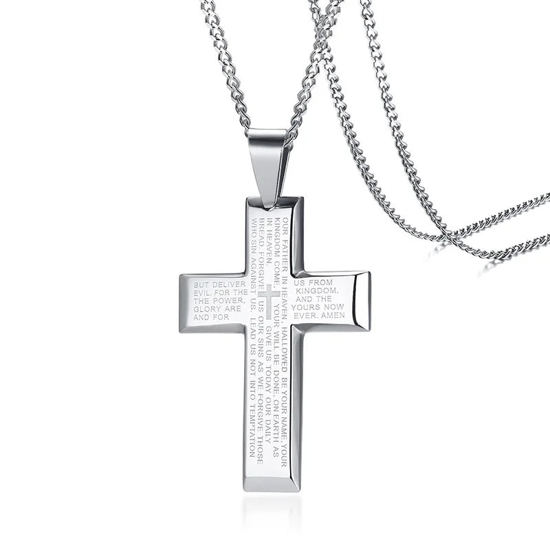 Classic Cross Necklace Men,Minimalist Stainless Steel Christianity Faith Pendant Jewelry,Prayer Gift for Him  (GoldenCity)
