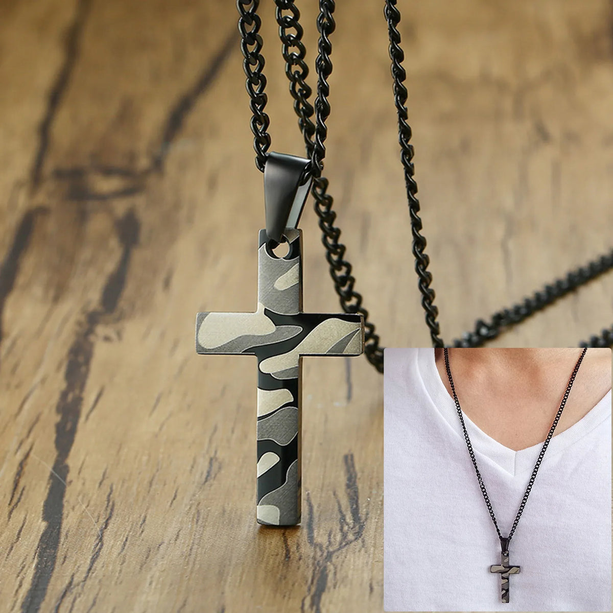Minimalist Cross Necklaces Faith Pendant,Simple Stainless Steel Christian Prayer Religious Women Men Jewelry,Car Pendant  (GoldenCity)