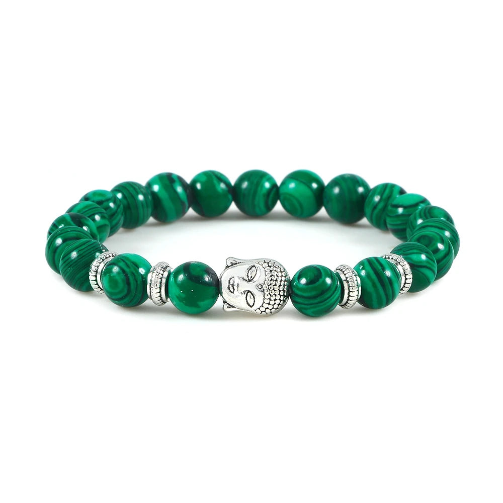 Reiki Tiger Eyes Beaded Buddha Bracelet Natural Stone Bracelet Elastic Rosary Men Women Prayer Charm Yoga Jewelry Gift Pulseras  (GoldenCity)
