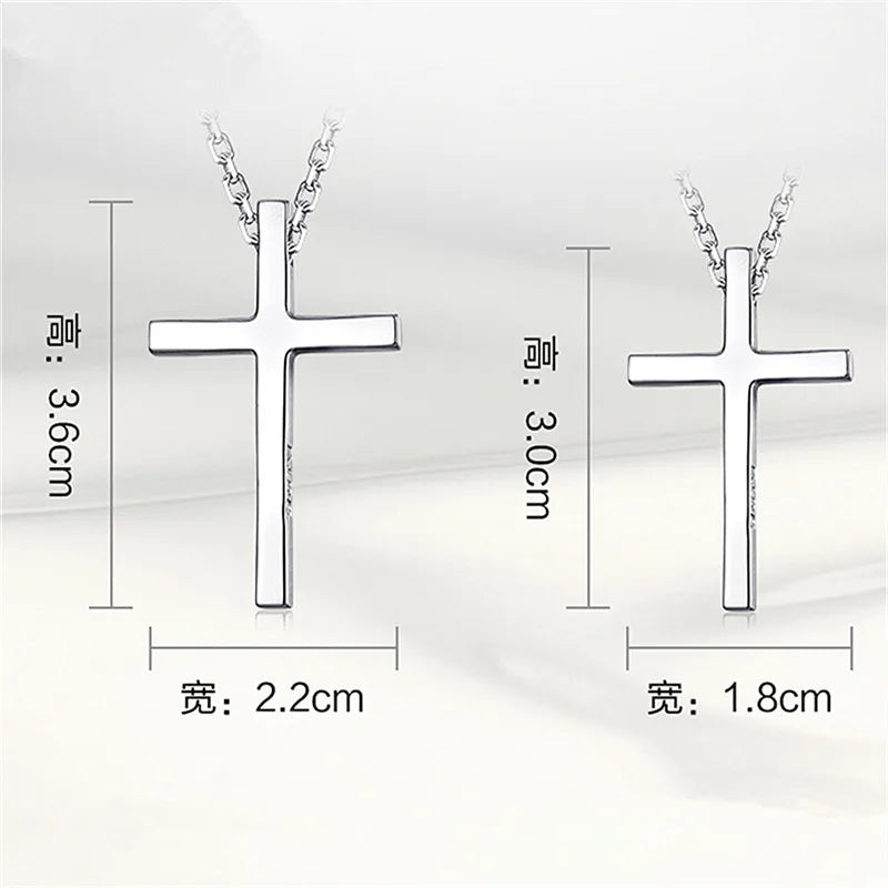 Trendy 925 Sterling Silver Necklace For Men Jewelry Female Classic Cross Pendant Necklaces Male Choker Bijou Lady Necklaces Hot  (GoldenCity)