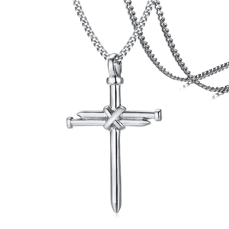 Classic Cross Necklace Men,Minimalist Stainless Steel Christianity Faith Pendant Jewelry,Prayer Gift for Him  (GoldenCity)
