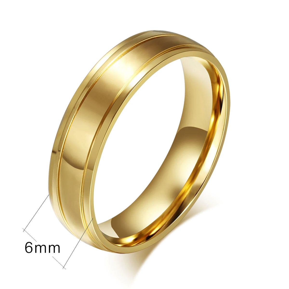 Gold Color Wedding Bands Ring for Women Men Jewelry Stainless Steel Engagement Ring Couple Anniversary Gift Amazing Price  (GoldenCity)